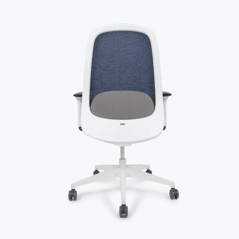Silla Interstuhl HEJIS 1 HJ-216 MARCO Y ESTRUCTURA BLANCA / TAPICERÍA GRIS Y MALLA AZUL